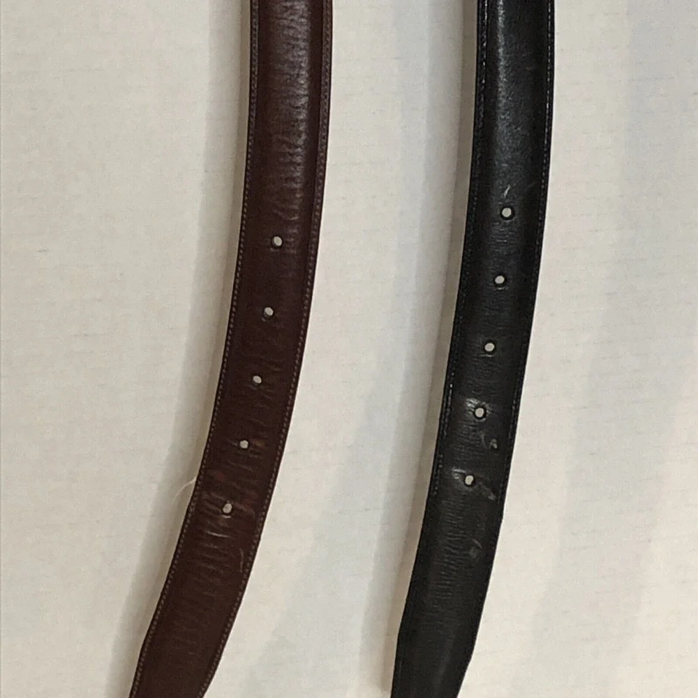 Roundtree & Yorke (2) 1 Black 1 Brown Full Grain Cowhide Dress Belt Men's 48/120 - Picture 10 of 16